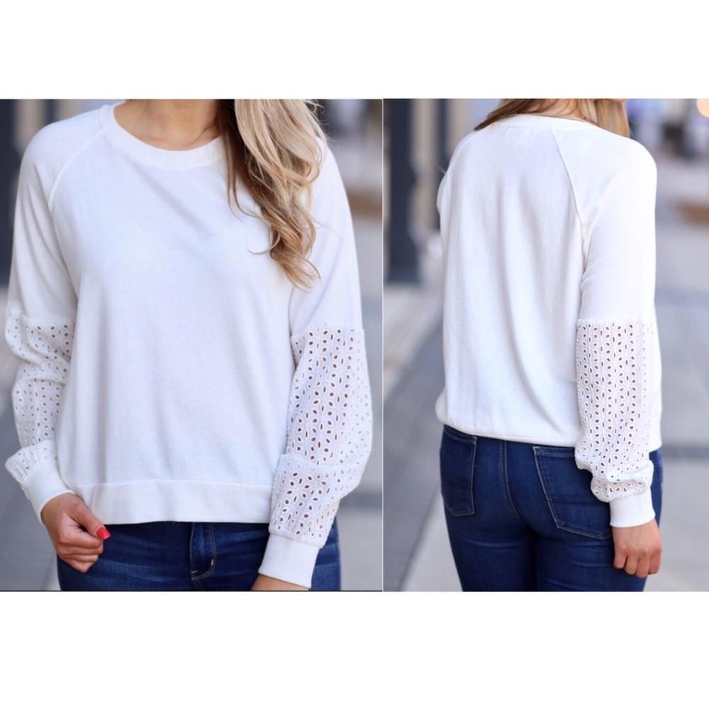 OLIVE & OAK Eyelet Sweater